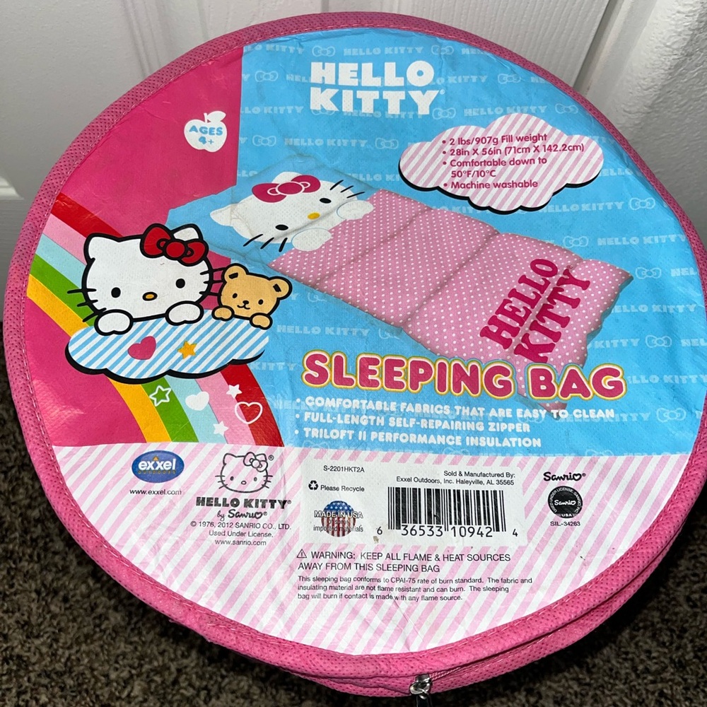 Hello Kitty Kids Sleeping Bag Pink & Blue | Cute Sleepover Camp Nap Mat
